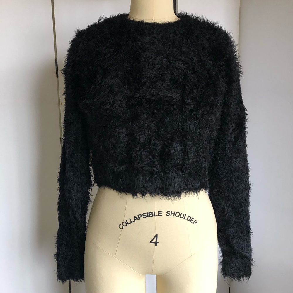 FUZZY BLACK SWEATER SIZE SMALL